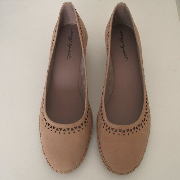 Easy Spirit "Derely" Womens Tan Laser-cut Leather Jute 1.5" Wedge Shoe NWOB- 10M - Picture 4 of 10